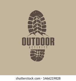 Outdoor Logo Idea With Boot Track And Mountain Graphic