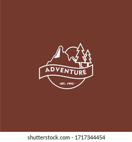 outdoor logo illustration badge. line art concept. vintage label. vintage logo