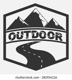 Outdoor logo with mountains stamp