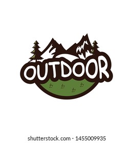 outdoor logo patches with mountain background, premium logo design