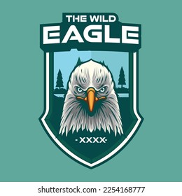 Outdoor logo style with bald eagle