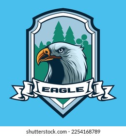Outdoor logo style with bald eagle