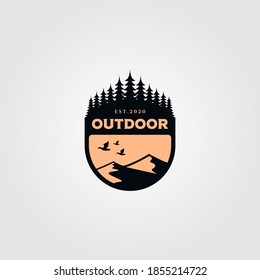outdoor logo vintage vector template illustration design, adventure emblem logo design