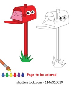 Outdoor Mail Box smiley to be colored, the coloring book for preschool kids with easy educational gaming level.