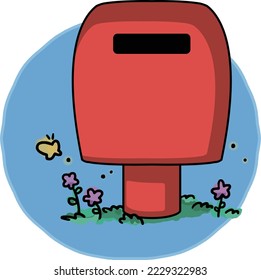 An outdoor mailbox drawn with a soft touch