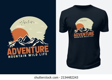 Outdoor Mountain Adventure Life Vector Graphics T shirt design for pod site