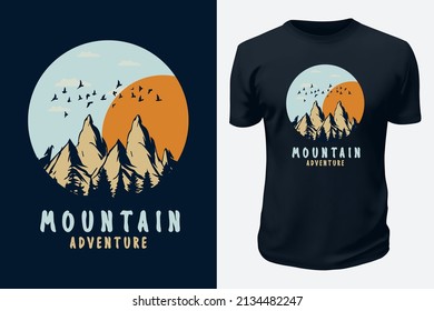 Outdoor Mountain Adventure Life Vector Graphics T shirt design for pod site