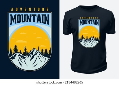 Outdoor Mountain Adventure Life Vector Graphics T shirt design for pod site