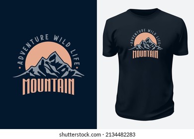Outdoor Mountain Adventure Life Vector Graphics T shirt design for pod site