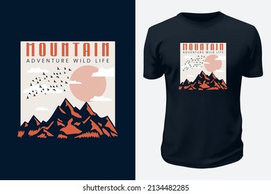 Outdoor Mountain Adventure Life Vector Graphics T shirt design for pod site
