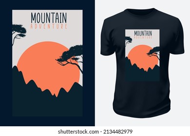 Outdoor Mountain Adventure Life Vector Graphics T shirt design for pod site