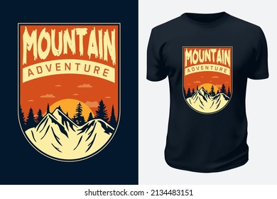 Outdoor Mountain Adventure Life Vector Graphics T shirt design for pod site