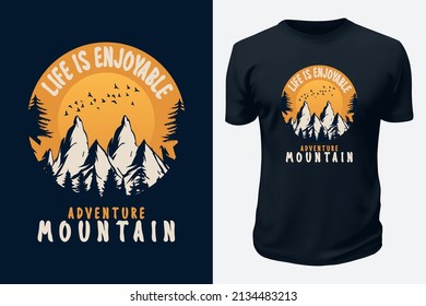 Outdoor Mountain Adventure Life Vector Graphics T shirt design for pod site