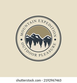 outdoor mountain adventure logo graphic design icon modern vintage vector illustration
