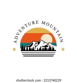 outdoor mountain adventure logo graphic design icon modern vector illustration
