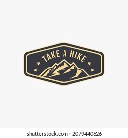 Outdoor mountain adventure travel badge patch logo, Hiking logo, hiker patch