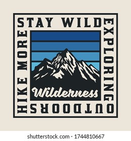 Outdoor Mountain with Blue Sky Illustration with Slogans Vector Artwork for T-shirt Print And Other Uses