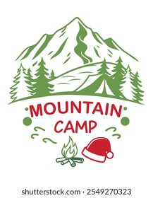 Outdoor at the mountain camping t-shirt design, Camping t-shirt design ideas, holiday camping, christmas holiday camping t shirt design idea