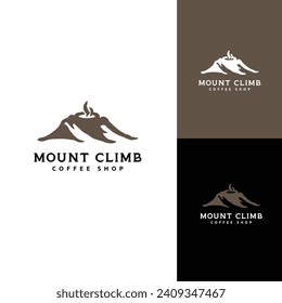 outdoor Mountain and coffee logo design vector
