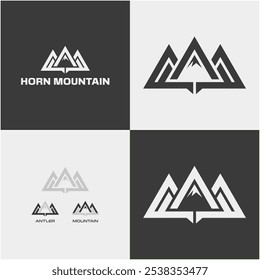 Projeto exterior do logotipo da montanha e do veado