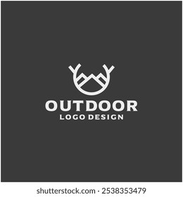 Outdoor mountain and Deer logo design