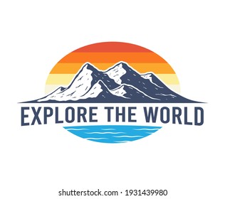 outdoor mountain explore logo design