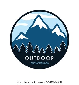 Outdoor mountain label, vector icon.