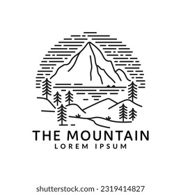 outdoor mountain logo monoline vector design