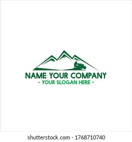 Outdoor mountain logo vector design with atv