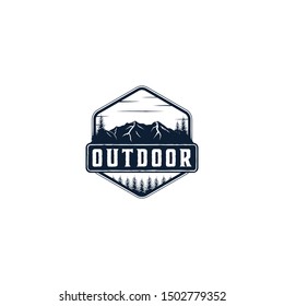 Outdoor mountain nature logo - adventure wildlife pine tree forest design