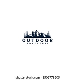 Outdoor mountain nature logo - adventure wildlife pine tree forest design