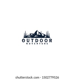 Outdoor mountain nature logo - adventure wildlife pine tree forest design