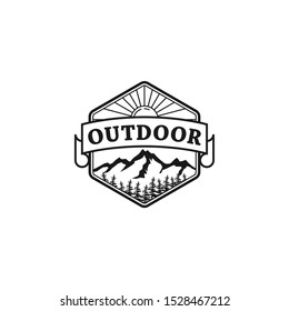 Outdoor mountain nature logo - adventure wildlife pine tree forest design