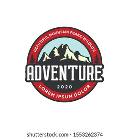 Outdoor mountain nature logo - adventure wildlife pine tree forest design 