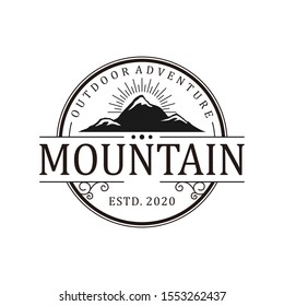 Outdoor mountain nature logo - adventure wildlife pine tree forest design 