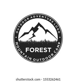 Outdoor mountain nature logo - adventure wildlife pine tree forest design 