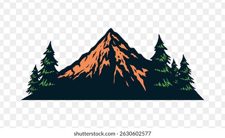 outdoor mountain and pine trees vector art design, illustration