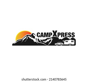 Outdoor mountain RV van logo design