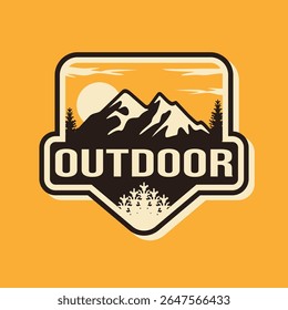 outdoor, mountain, tree drawing for logo design.