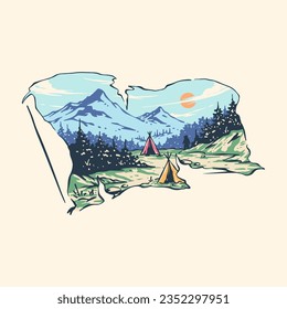 outdoor mountain vector tshirt design