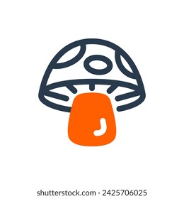 Outdoor Mushroom in Spring Season Vector Icon Illustration