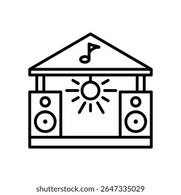 Outdoor music concert icon with stage and speakers