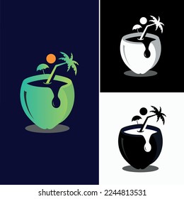 Outdoor nature design with cofe cup, Cup of Cofee logo Design, creative cup vector illustration with colorfull, black and white.