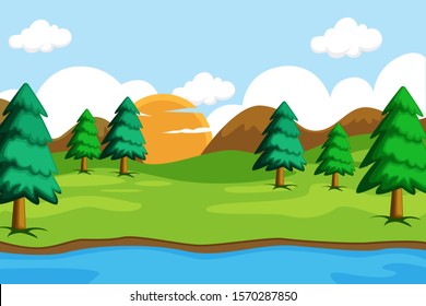 Outdoor nature landscape. Design vector illustration