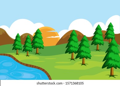Outdoor nature landscape. Design vector illustration