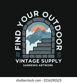 outdoor nature mountain vintage illustration design