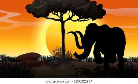 Outdoor nature silhouette sunset scene illustration