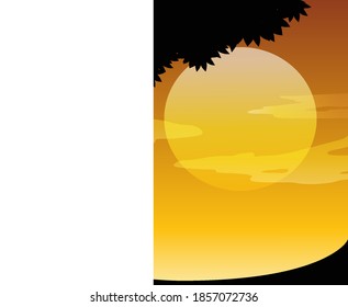 Outdoor nature silhouette sunset scene illustration