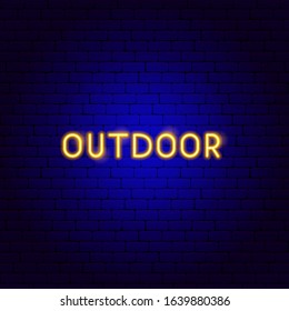 Outdoor Neon Text. Vector Illustration of Camping Promotion.
