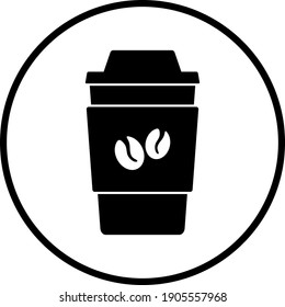 Outdoor Paper Cofee Cup Icon. Thin Circle Stencil Design. Vector Illustration.